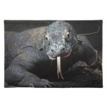 komodo dragon tongue out drooling cloth placemat