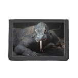 komodo dragon tongue out drooling tri-fold wallet