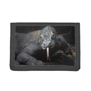 komodo dragon tongue out drooling trifold wallet