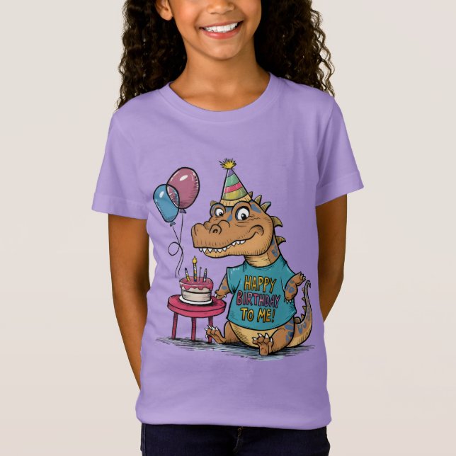 Komodo Dragon wearing birthday hat humorous  T-Shirt (Front)
