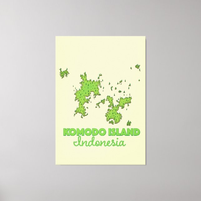 Komodo island Indonesia Map Canvas Print (Front)