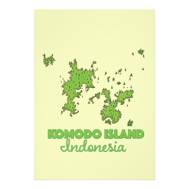 Komodo island Indonesia Map Photo Print (Front)