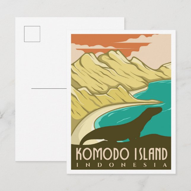 Komodo Island Indonesia Vintage Travel Postcard (Front/Back)