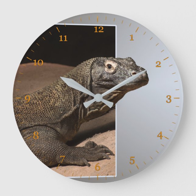 Komodo Island monitor dragon out of frame Large Clock (Front)