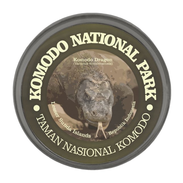 Komodo National Park Gunmetal Finish Lapel Pin (Front)