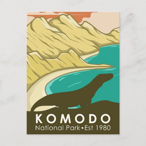 Komodo National Park Indonesia Vintage Postcard