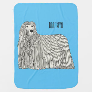 Komondor dog cartoon illustration baby blanket