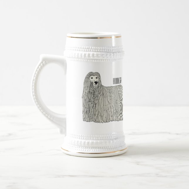 Komondor dog cartoon illustration  beer stein (Left)