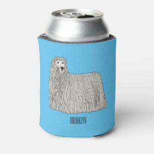 Komondor dog cartoon illustration  can cooler