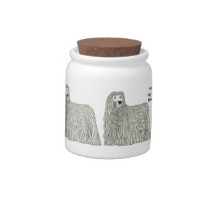 Komondor dog cartoon illustration candy jar