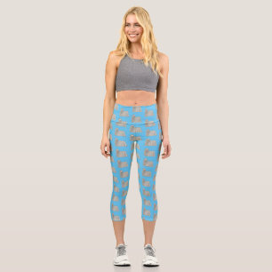Komondor dog cartoon illustration capri leggings