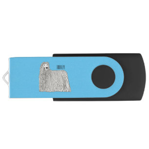 Komondor dog cartoon illustration flash drive