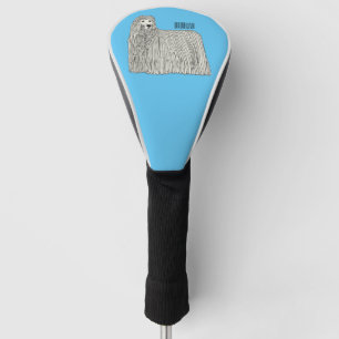 Komondor dog cartoon illustration golf head cover