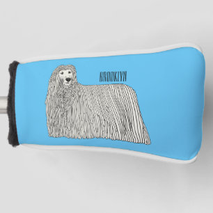 Komondor dog cartoon illustration golf head cover