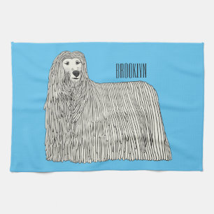 Komondor dog cartoon illustration  kitchen towel