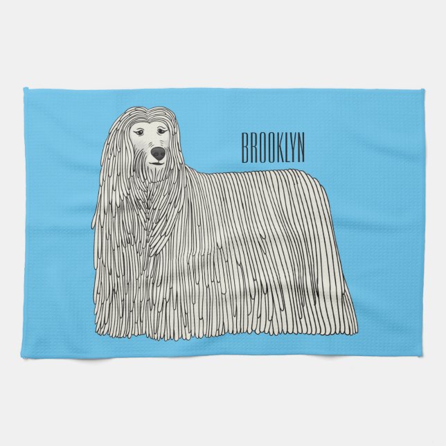 Komondor dog cartoon illustration  kitchen towel (Horizontal)