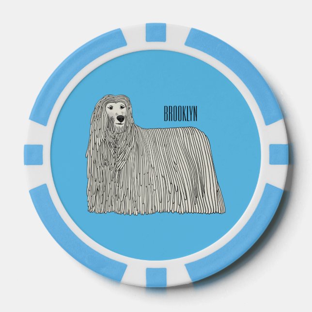 Komondor dog cartoon illustration  poker chips (Front)