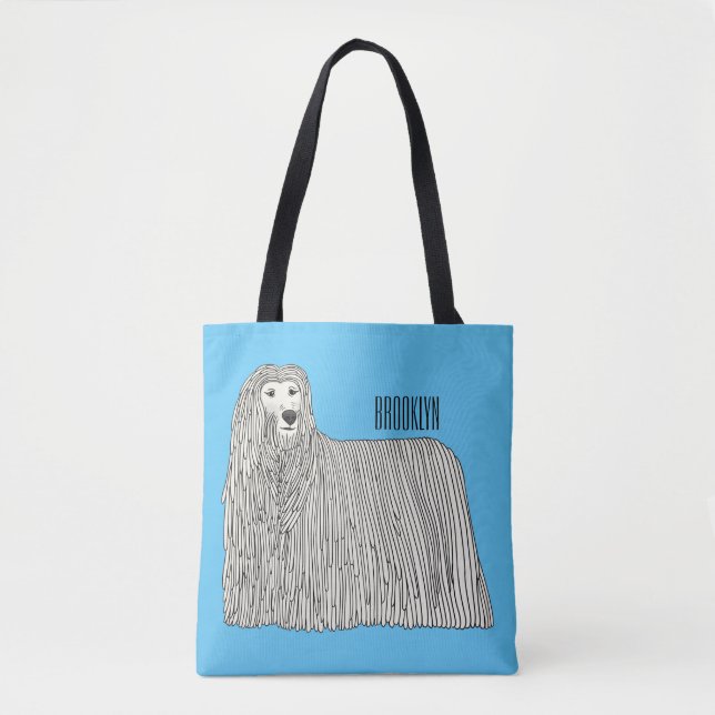 Komondor dog cartoon tote bag (Front)