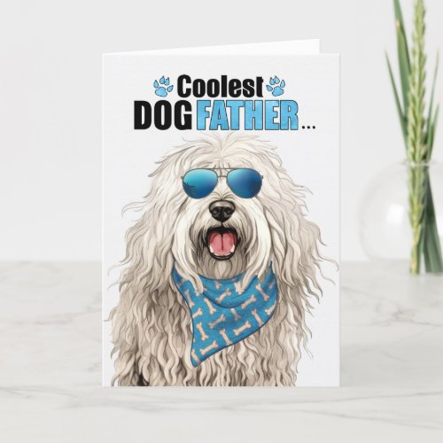 Komondor Dog Coolest Dad Ever Fathers Day Holiday Card
