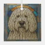 Komondor Dog &quot;Stained Glass&quot; Glass Ornament