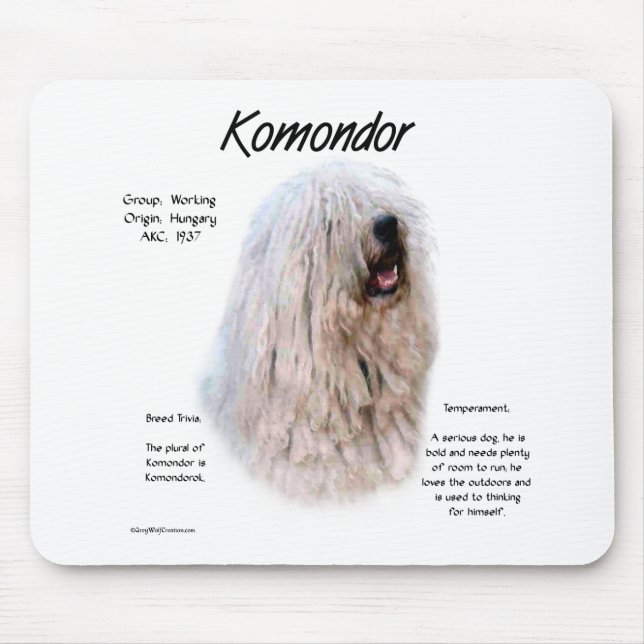 Komondor History Design Mouse Pad (Front)