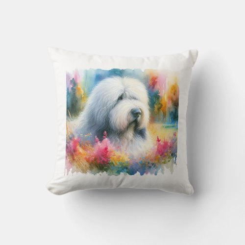 Komondor in Watercolors AREF818 _ Watercolor Throw Pillow