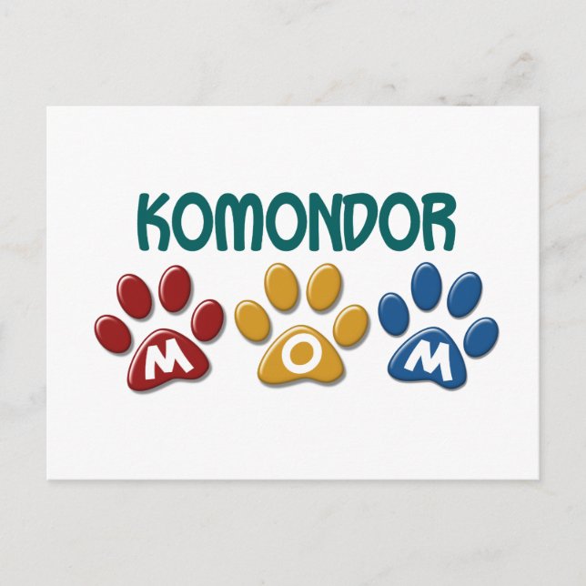 KOMONDOR Mom Paw Print 1 Postcard (Front)