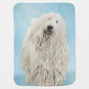 Komondor Painting - Cute Original Dog Art Baby Blanket