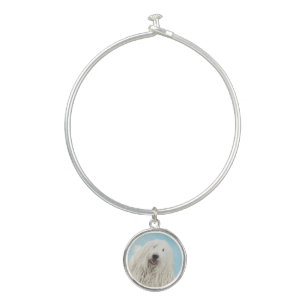 Komondor Painting - Cute Original Dog Art Bangle Bracelet