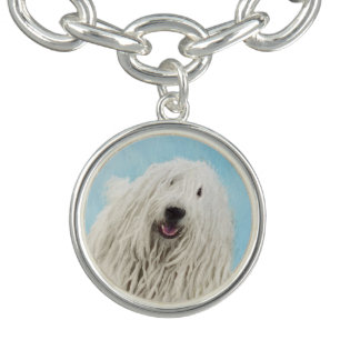 Komondor Painting - Cute Original Dog Art Bracelet