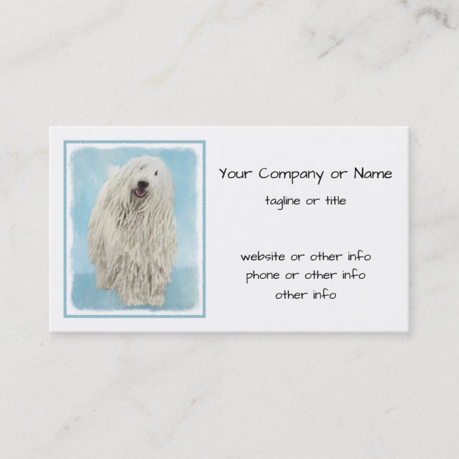Komondor Painting - Cute Original Dog Art Business Card (Front)