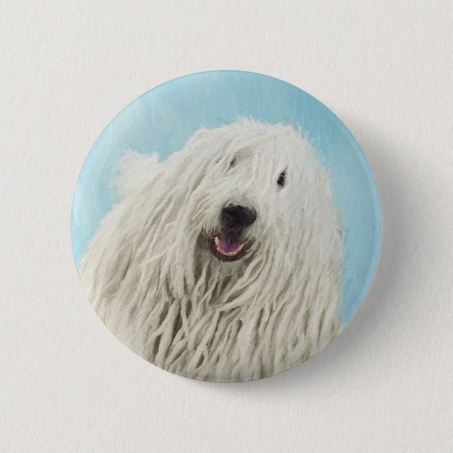 Komondor Painting - Cute Original Dog Art Button (Front)