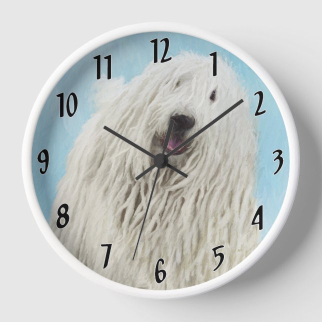 Komondor Painting - Cute Original Dog Art Clock (Front)