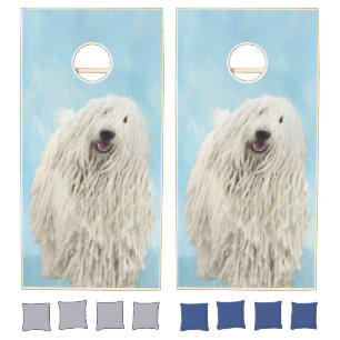 Komondor Painting - Cute Original Dog Art Cornhole Set