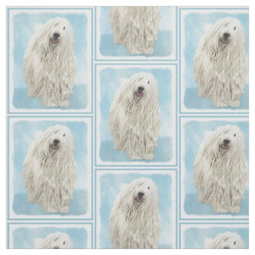 Komondor Painting - Cute Original Dog Art Fabric