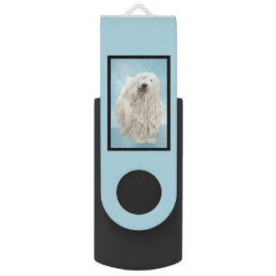 Komondor Painting - Cute Original Dog Art Flash Drive
