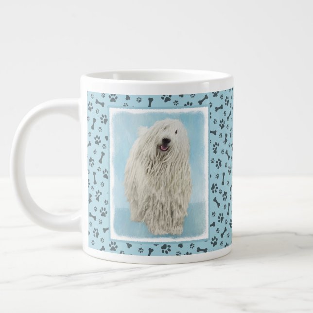 Komondor Painting - Cute Original Dog Art Giant Coffee Mug (Left)