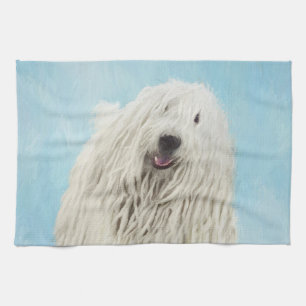 Komondor Painting - Cute Original Dog Art Kitchen Towel