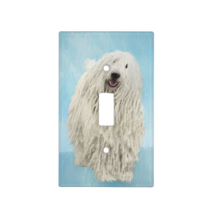 Komondor Painting - Cute Original Dog Art Light Switch Cover
