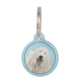 Komondor Painting - Cute Original Dog Art Pet ID Tag