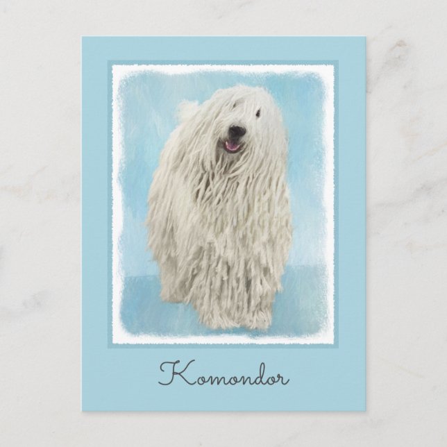 Komondor Painting - Cute Original Dog Art Postcard (Front)