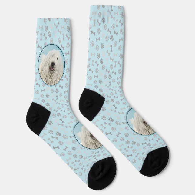 Komondor Painting - Cute Original Dog Art Socks (Right)