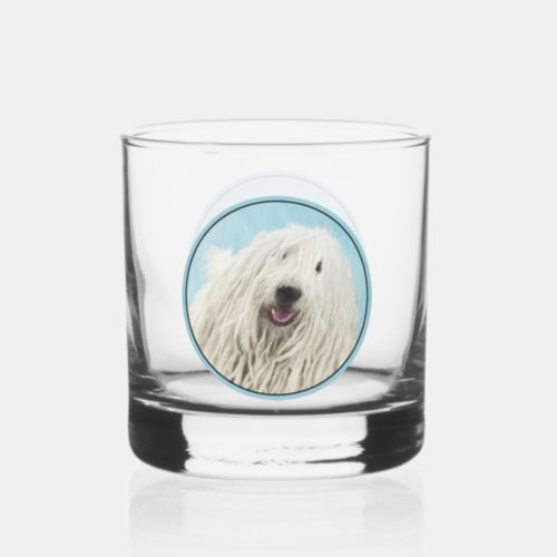 Komondor Painting _ Cute Original Dog Art Whiskey Glass