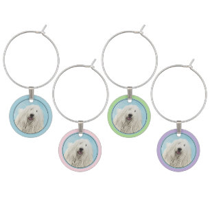 Komondor Painting - Cute Original Dog Art Wine Charm