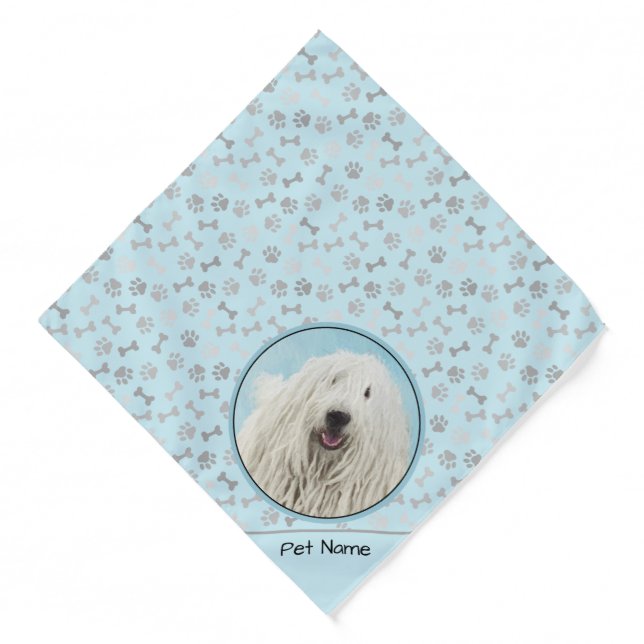 Komondor Painting Hungarian Cute Original Dog Art Bandana (Front)