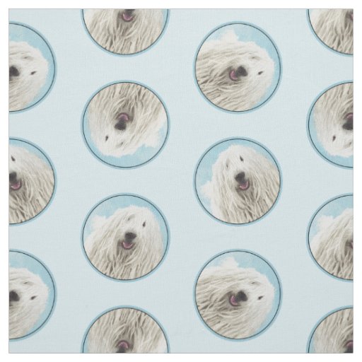 Komondor Painting Hungarian Cute Original Dog Art Fabric