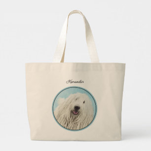 Komondor Painting Hungarian Cute Original Dog Art Large Tote Bag