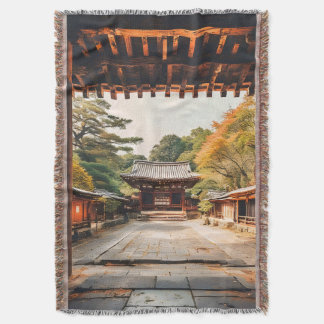 Komorebi - The Sun-Drenched Temple Throw Blanket