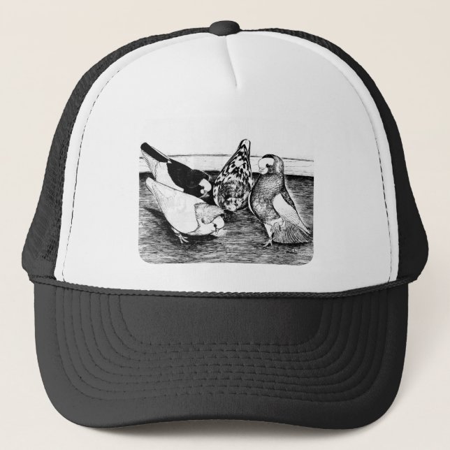 Komorner Tumbler Pigeon Quartet Trucker Hat (Front)