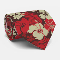 Kona Bay Hawaiian Hibiscus Aloha Shirt Print Tie